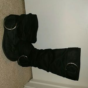 Black suede boots
